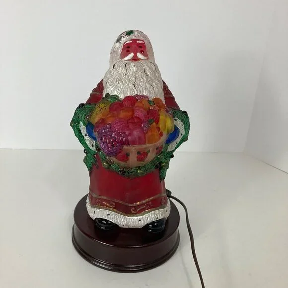 Vintage Merck 1997 Old World Christmas Handpainted Glass Bountiful Santa Light 6